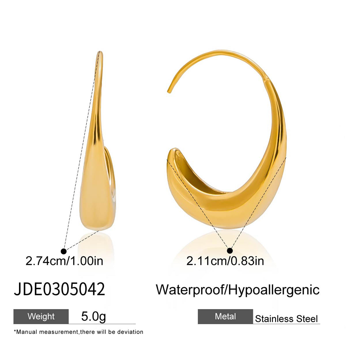 Pendientes Minimalistas Geométricos de Acero Inoxidable con Acabado Chapado para Mujer, Tachuelas de Lujo Ligeras