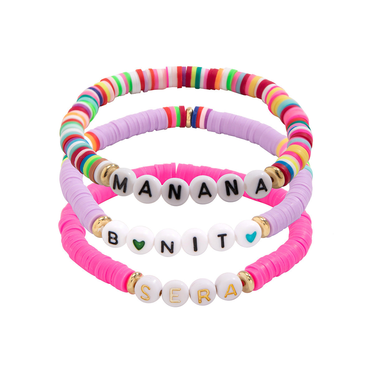Bohemian Resin Letter Beaded Bracelet for Women