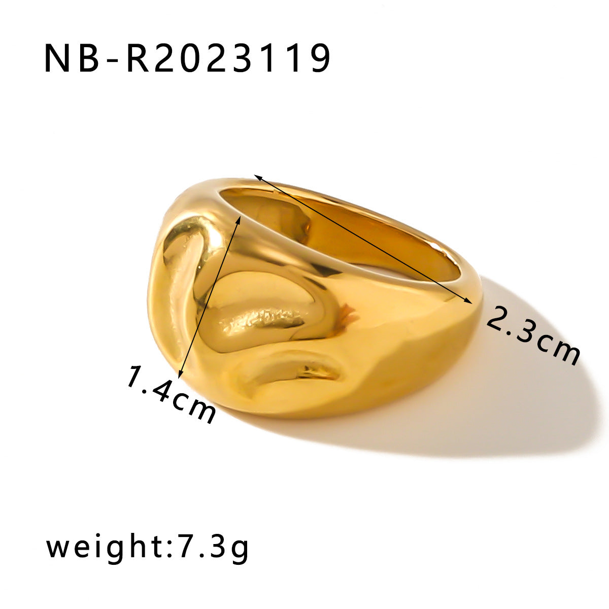 Anello Statement da Donna Minimalista a Cuore Irregolare in Acciaio al Titanio Placcato Oro