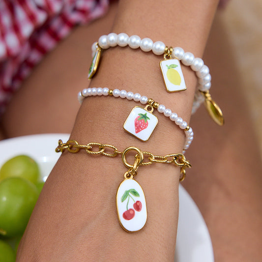 Bracciale Minimalista Geometrico Placcato Acciaio Inossidabile con Finitura Smaltata da Donna