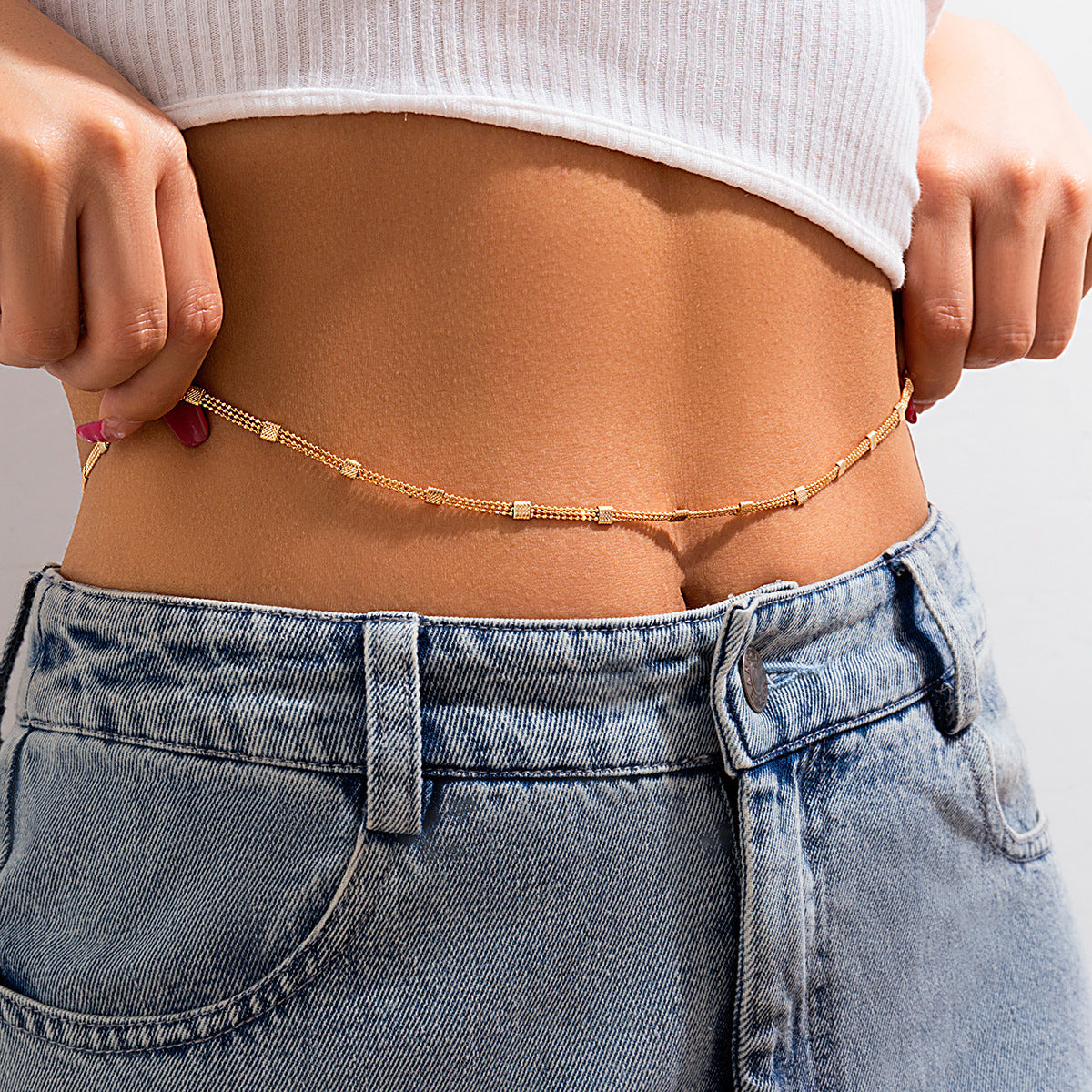 Vintage Multi-layer Chain Waist Chain for Women Plated Metal Body Chain with Tassels and Chains