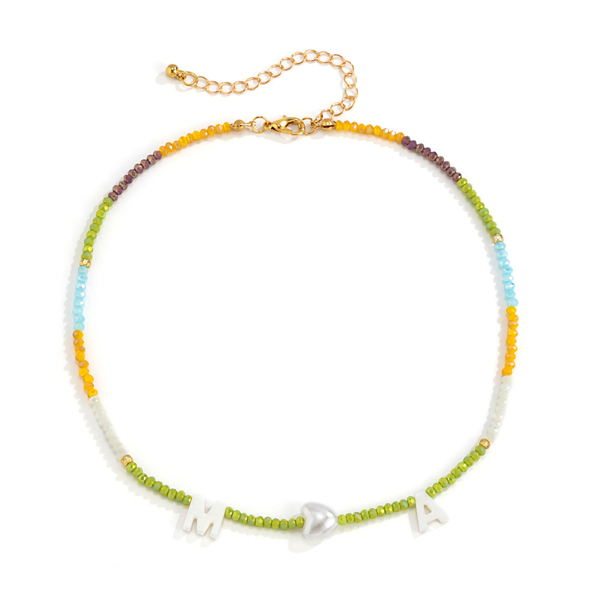 Collar colgante con dije de letra geométrica minimalista con cuentas de perlas de imitación y cadena de bola redonda para mujer