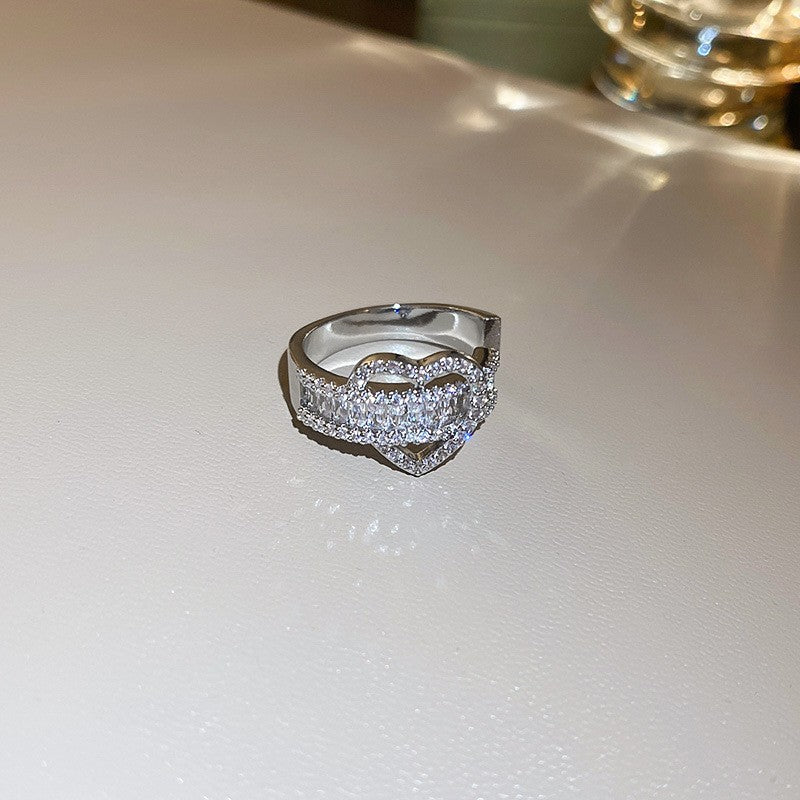 Anello elegante e geometrico ispirato alle perle con intarsio in zircone da donna, anello minimalista alla moda da dito indice, gioielli di lusso per le mani