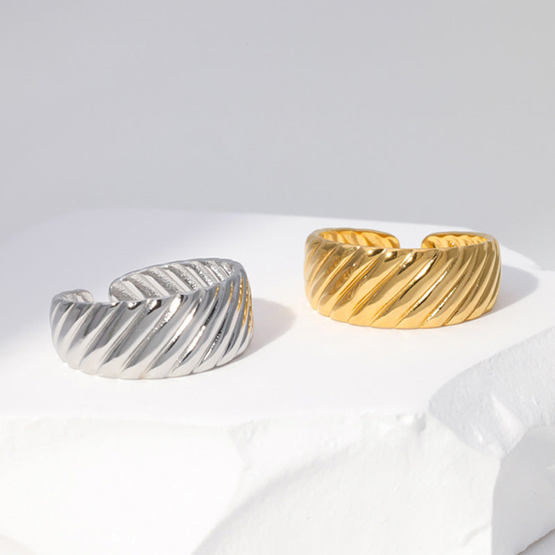 18K Gold Plated Geometric Stainless Steel Ring for Women