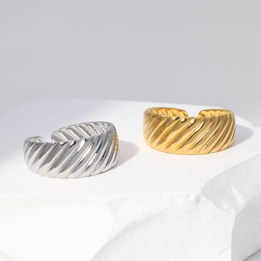 18K Gold Plated Geometric Stainless Steel Ring for Women