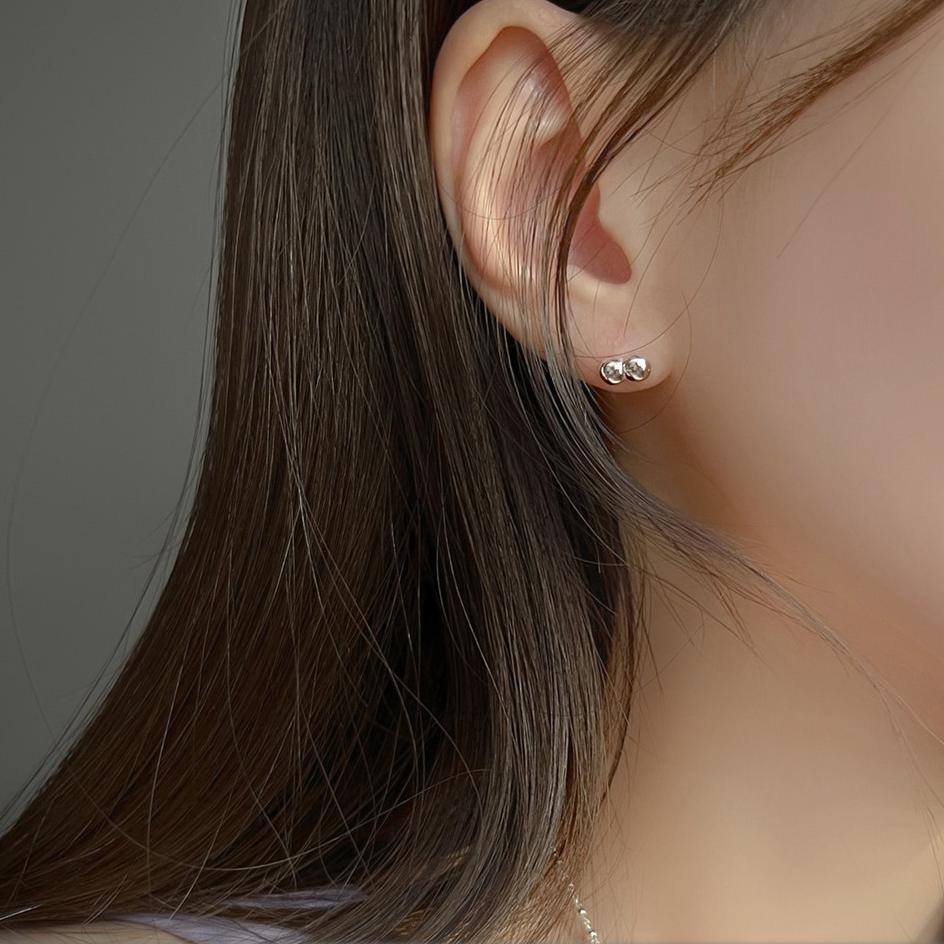 Orecchini a perno tondi a pois in argento Sterling 925 da donna
