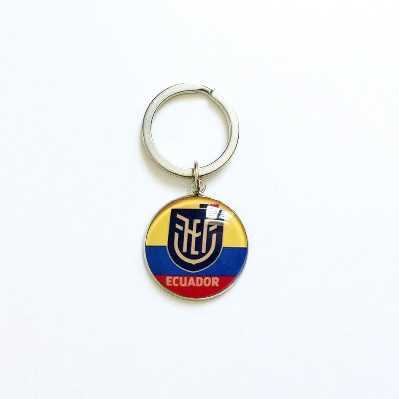 Sporty Round Stainless Steel Keychain National Football Team Souvenir Gift