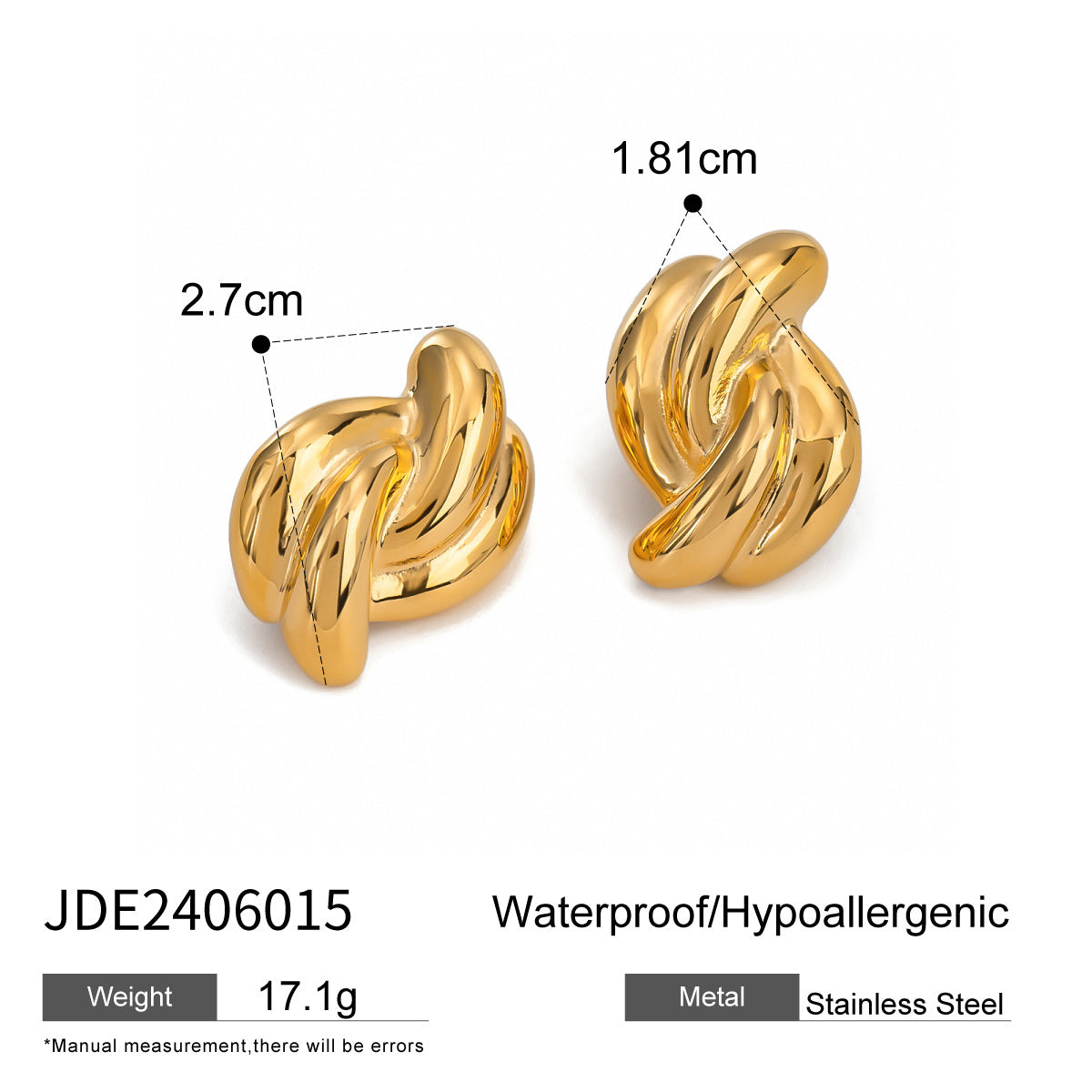 Geometric Stainless Steel Earrings with Plating Finish for Women Fashionable Minimalist Ear Studs