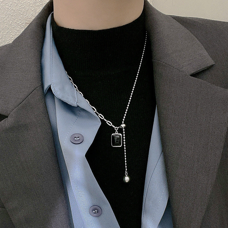 Collana a catenina in acciaio al titanio geometrica minimalista da donna con finitura placcata