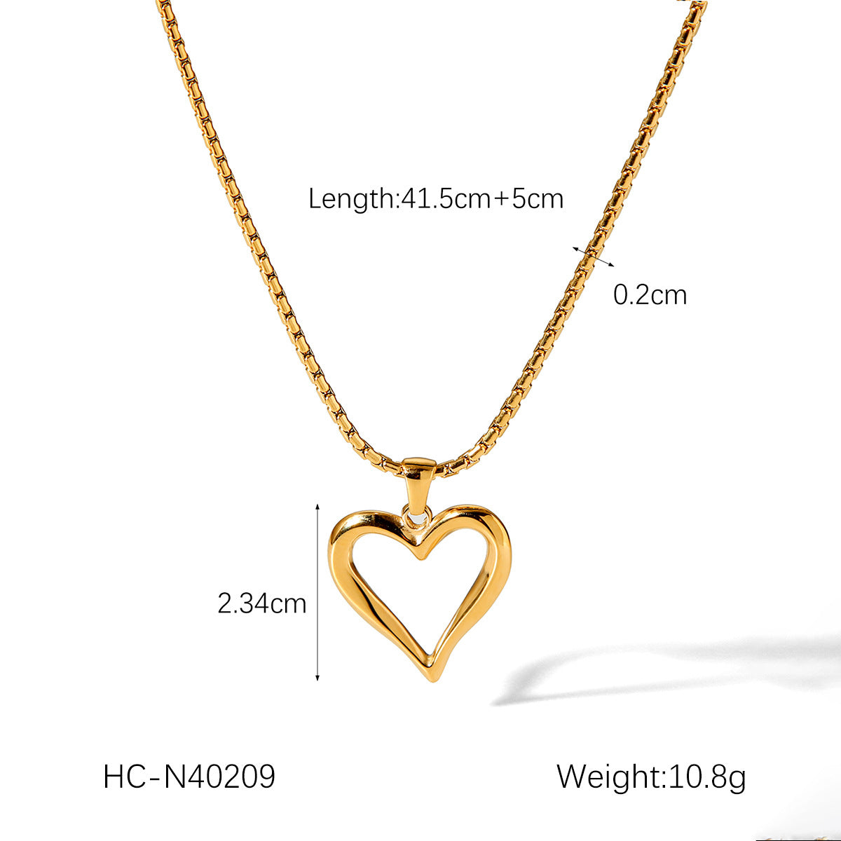 Minimalist Hollow Heart Pendant Necklace for Women Stainless Steel with Titanium Steel Accents Plated Box Chain