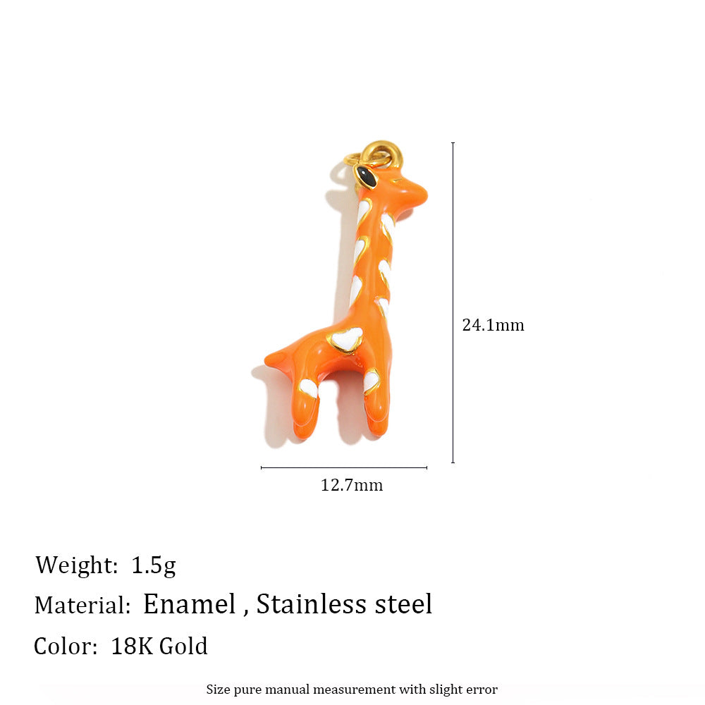 18K Gold Plated Drip Oil Animal Shape Stainless Steel Charm Bar