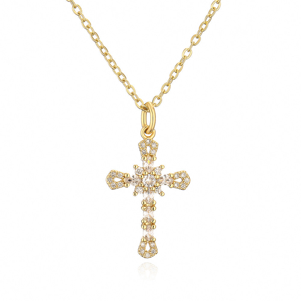 Geometric Pendant Necklace for Women Made of Brass with 18K Gold Plating and Micro-Paved Zirconia, Minimalist Luxury Fashion Accessory
