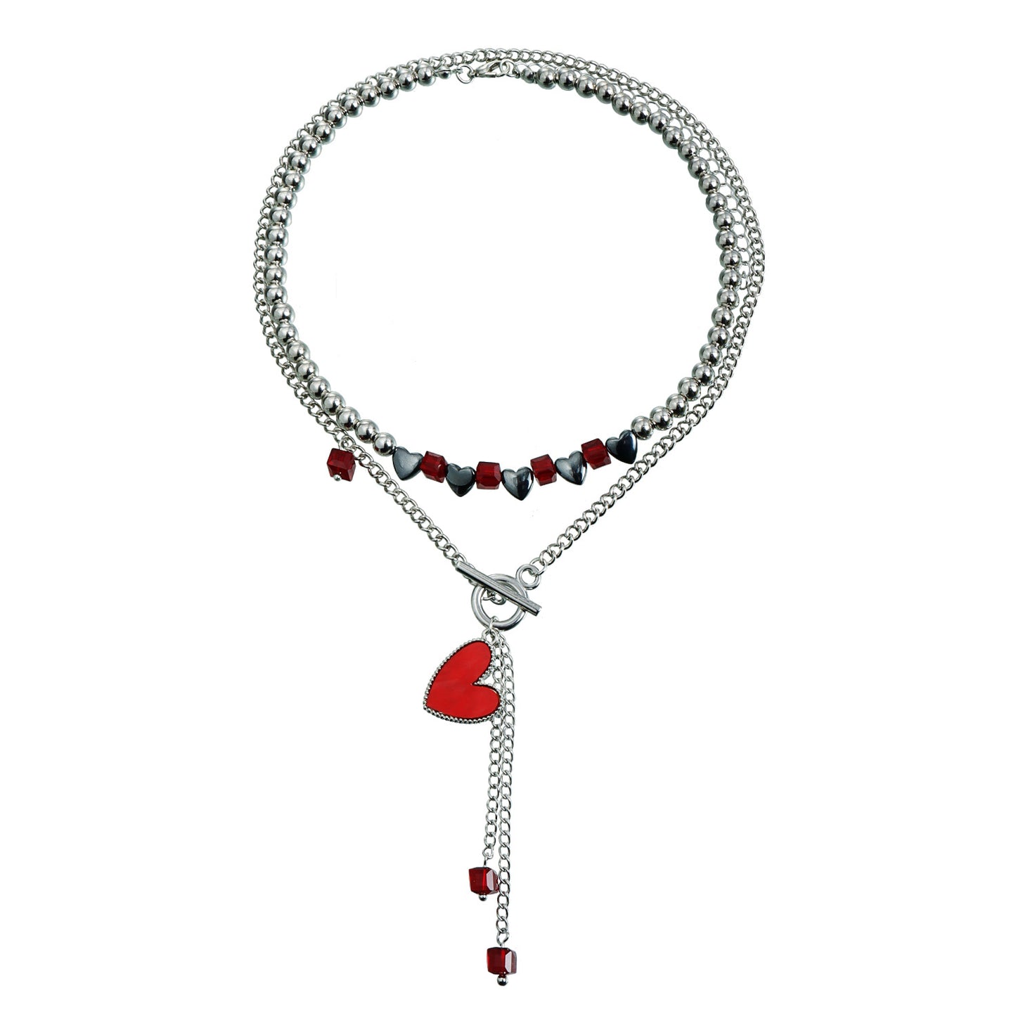 Sexy Y2K Style Heart-Shaped Geometric Alloy Pendant Necklace with Plated Finish for Women