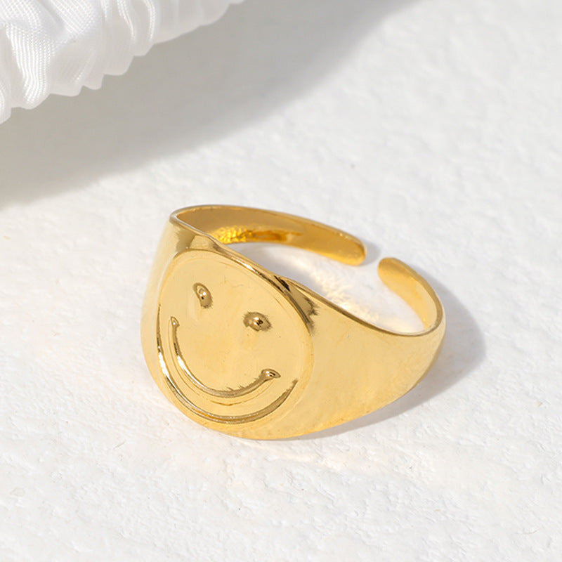 Minimalist Smile-Shaped Titanium Steel Adjustable Ring for Men and Women with Plated Finish