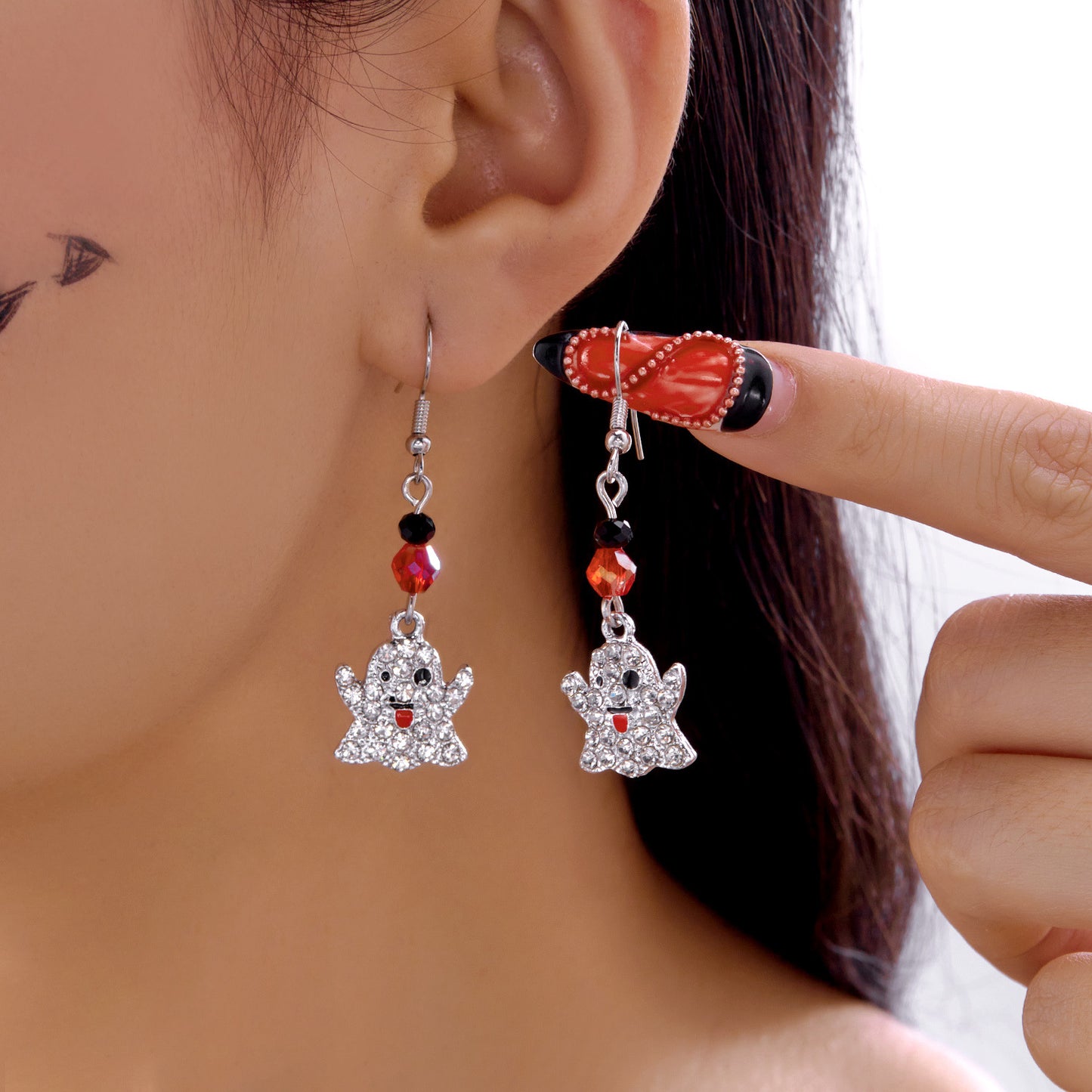Pendientes acrílicos de dibujos animados para mujer, diseño de Halloween, fantasma y murciélago, con acabado galvanizado