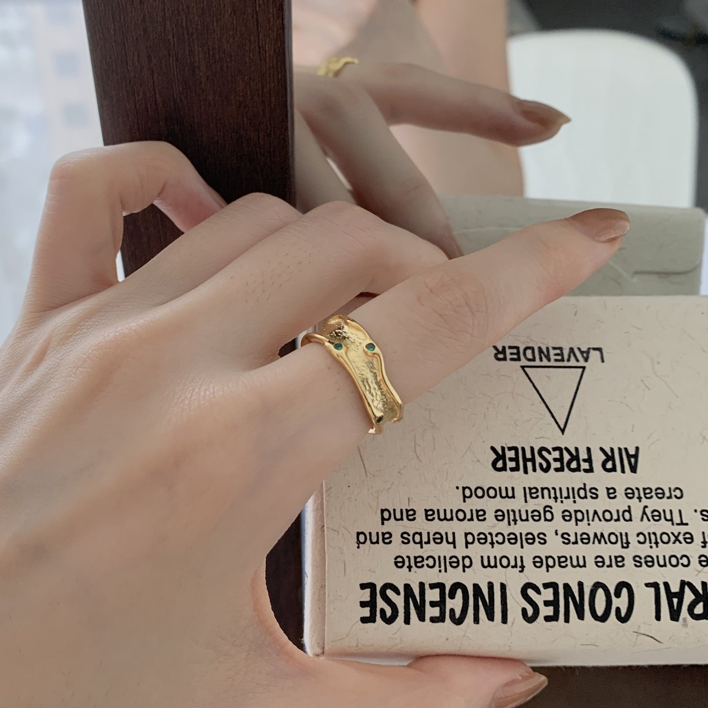 Minimalist Irregular Shape S925 Sterling Silver Ring for Women with Silver Inlay