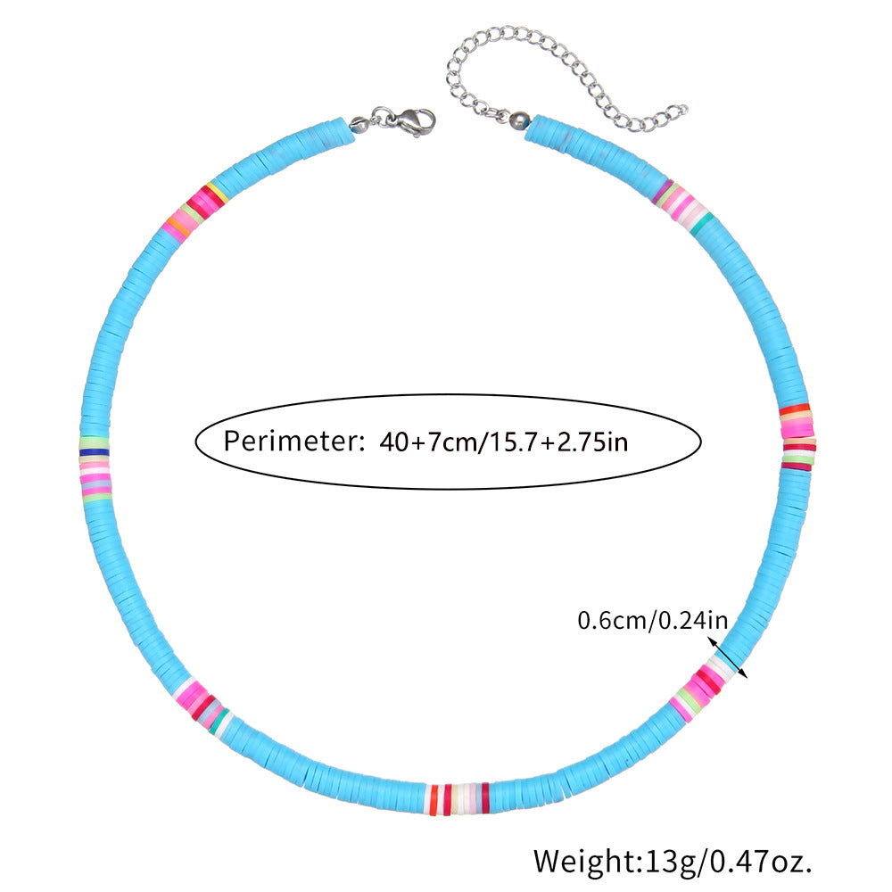 Minimalist Geometric Round Stainless Steel Resin Beaded Cable Chain Charm Bar