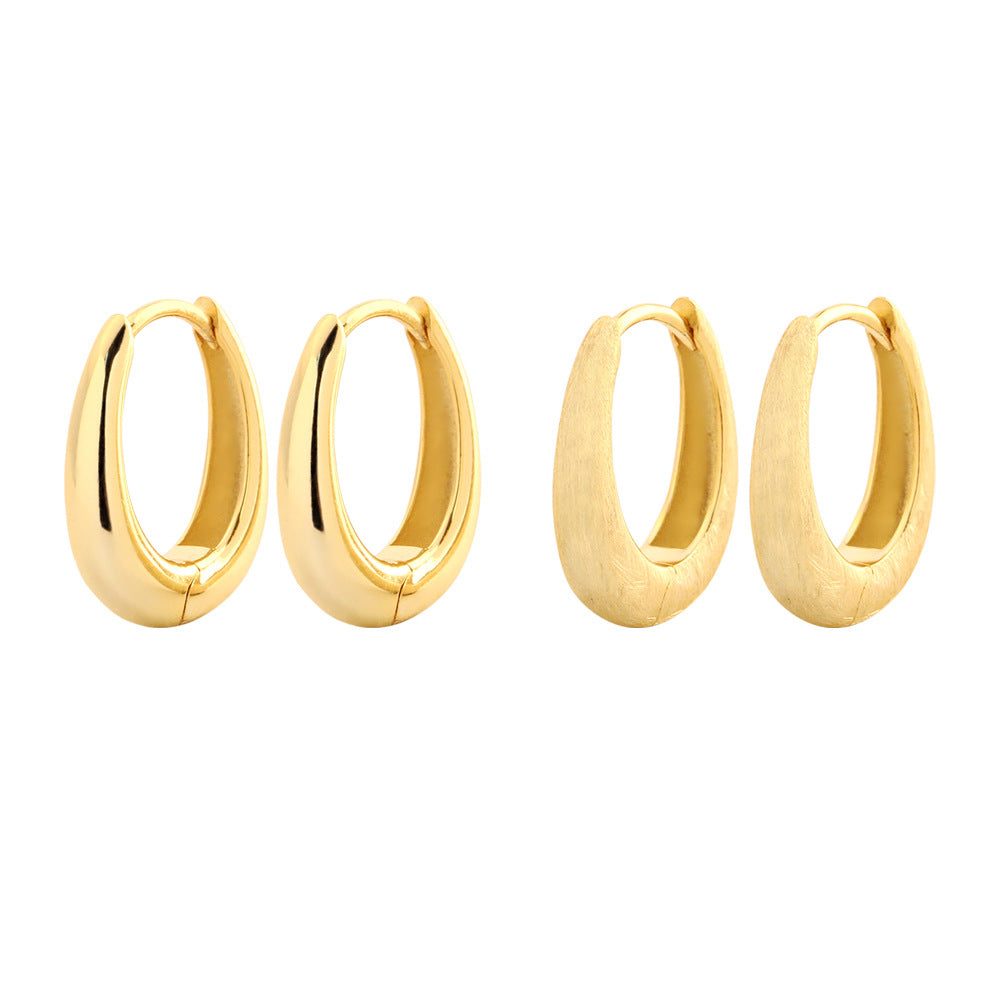 Pendientes de aro geométricos minimalistas de plata de ley 925 con acabado cepillado y pulido para mujer