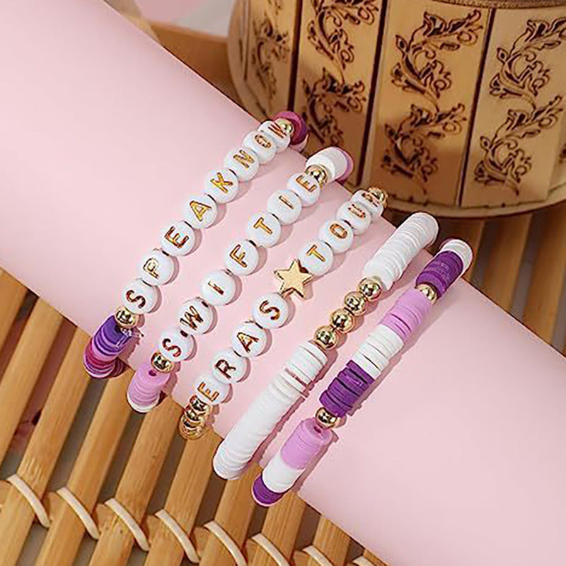 Bohemian Vintage Star Letter Resin Bracelet Set Unisex