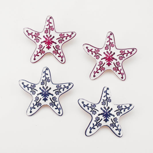 Elegantes Pendientes de Esmalte con Forma de Estrella de Mar para Mujer con Postes de Acero Inoxidable, Diseño Floral Estilo Vacaciones