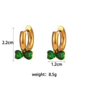 Fashionable Minimalist Geometric Round Floral Micro-Paved Stainless Steel Earrings with 18K Gold Plating for Women