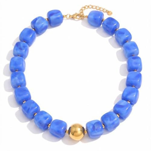 Casual Square Resin Polished Pendant Necklace for Women