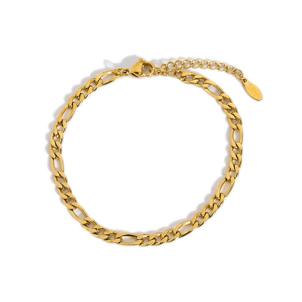 Minimalist Geometric Titanium Steel Anklet for Women Stainless Steel 18K Gold Plated Fade-Resistant Foot Jewelry