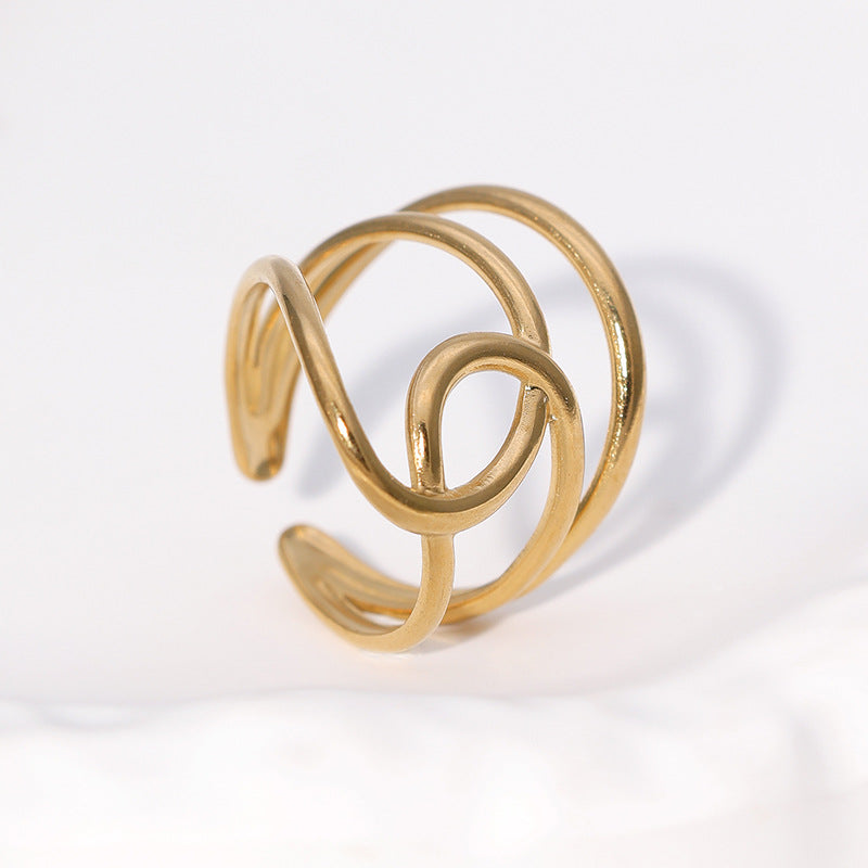 Minimalist Geometric Irregular Open Ring 18K Gold Plated Stainless Steel Fashion Jewelry for Women