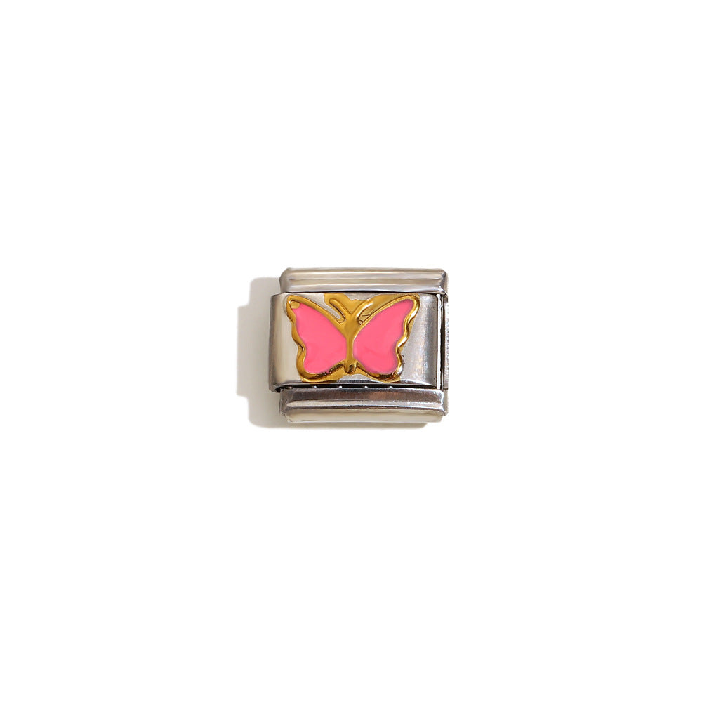 Elegant 18K Gold Plated Drip Oil Square Stainless Steel Charm Bar for Women