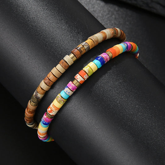 Pulsera ajustable minimalista geométrica de piedra natural para mujer con acabado artesanal