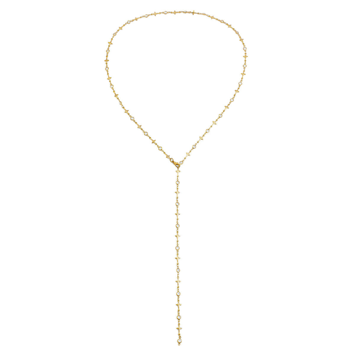 Sweet Geometric Brass Plated Necklace with Crystal Pendant for Women