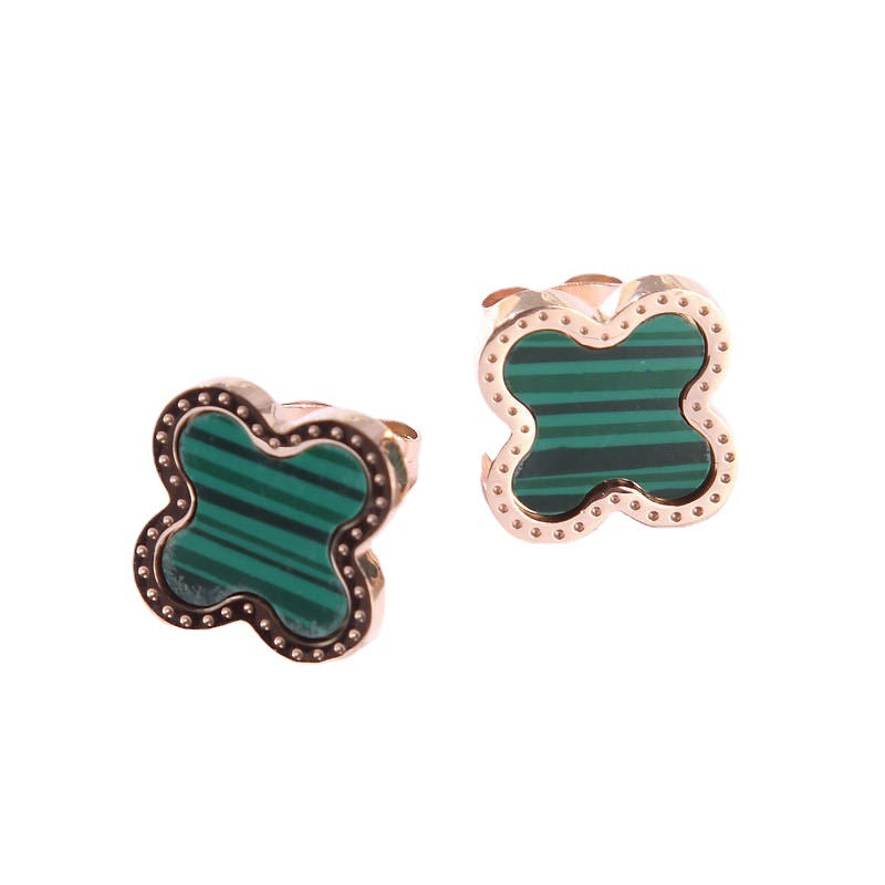 Classic Four-Leaf Clover Titanium Steel Stud Earrings for Women Hypoallergenic Plated Finish