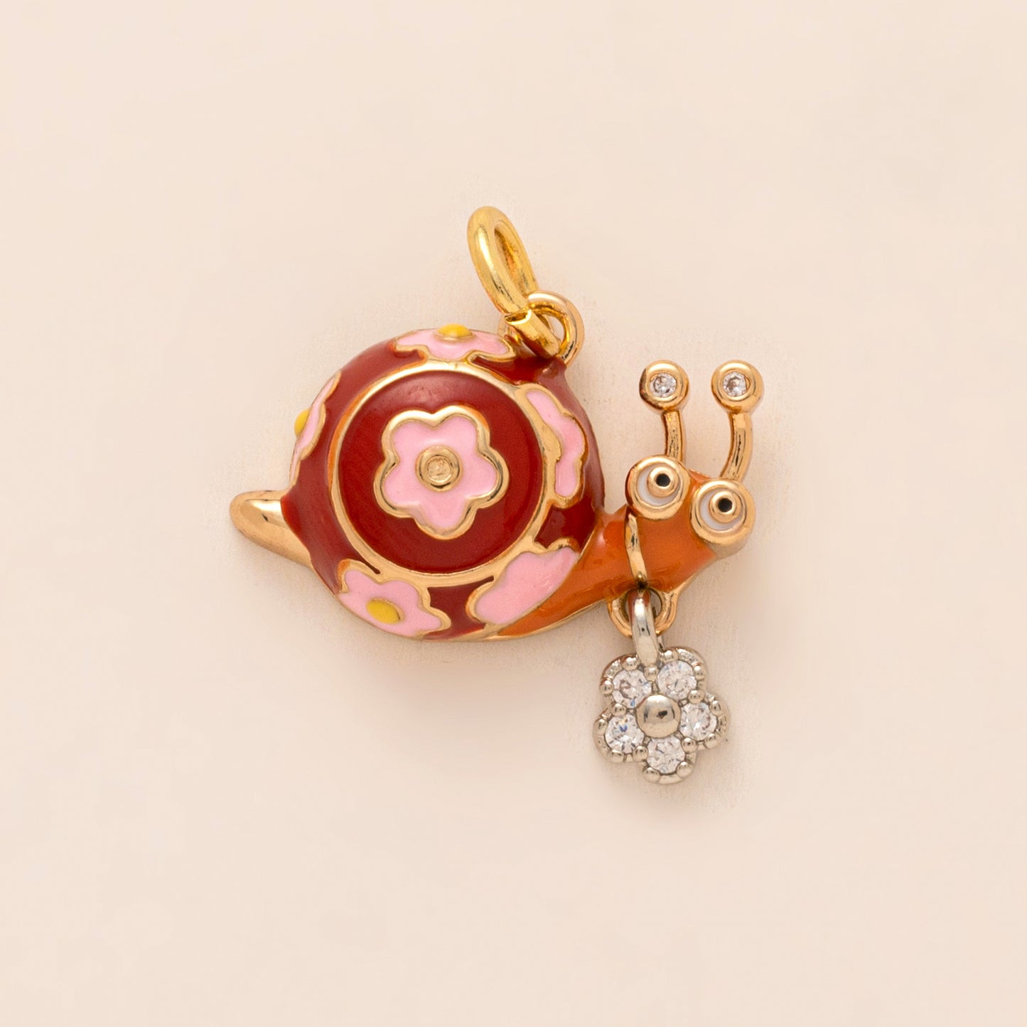 Vintage Gold Plated Brass Cartoon Clownfish Charm Bar on Ball Chain