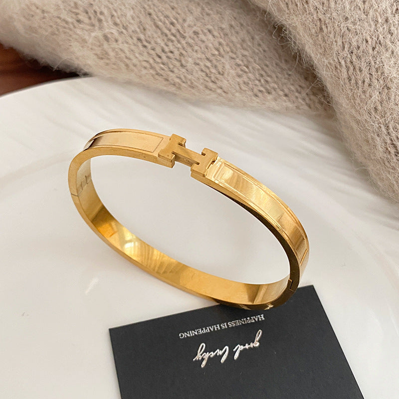Letter Titanium Steel Plated Bracelet for Women