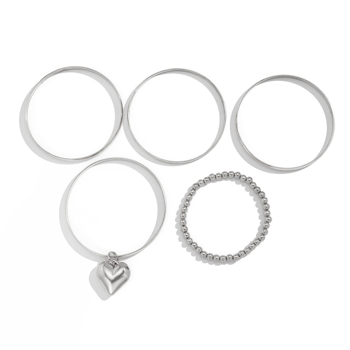 Fashionable Irregular Heart Geometric Plated Iron Bracelet Set for Women