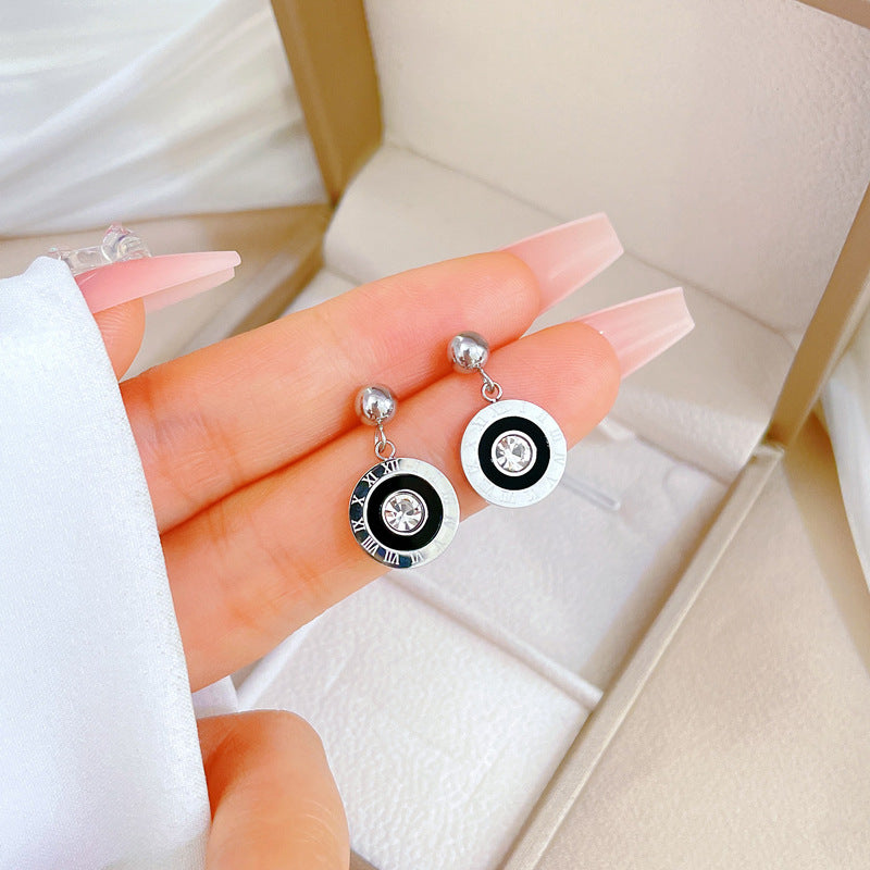 Minimalist Sweet Geometric Titanium Steel Plated Stud Earrings