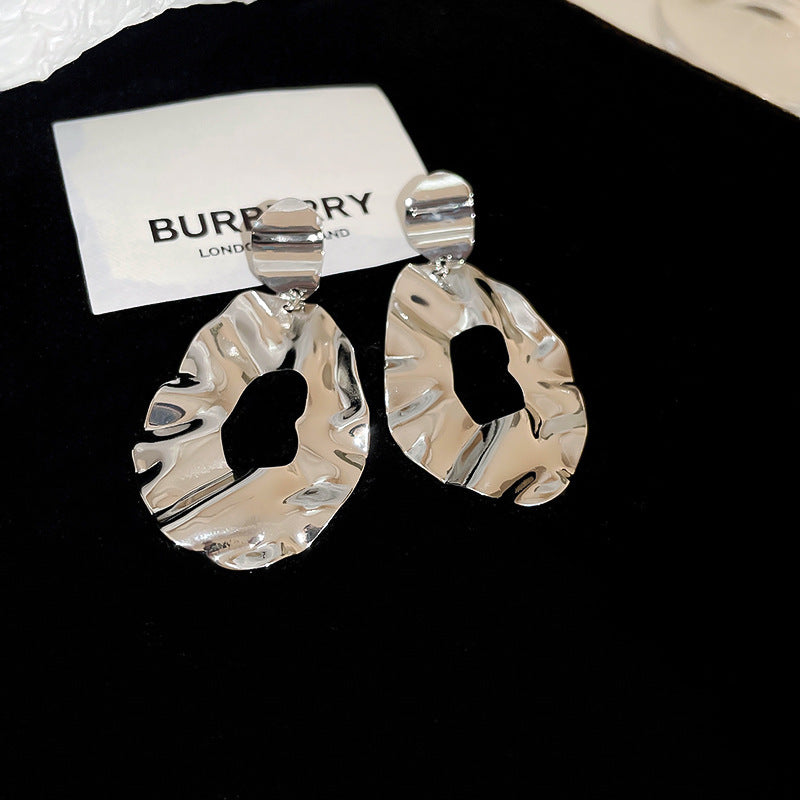 Orecchini a Nappa Geometrici Minimalisti in Metallo Placcato con Perni in Argento Sterling