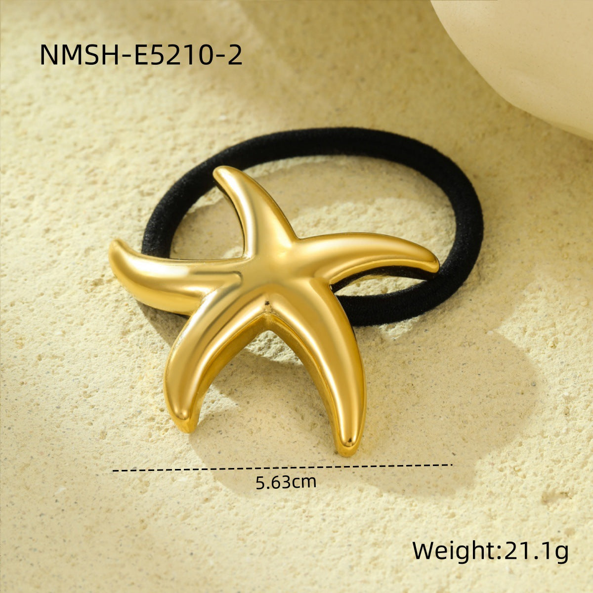 Minimalist Shell and Star-Shaped Titanium Steel Hair Ring with 18K Gold Plating for Women