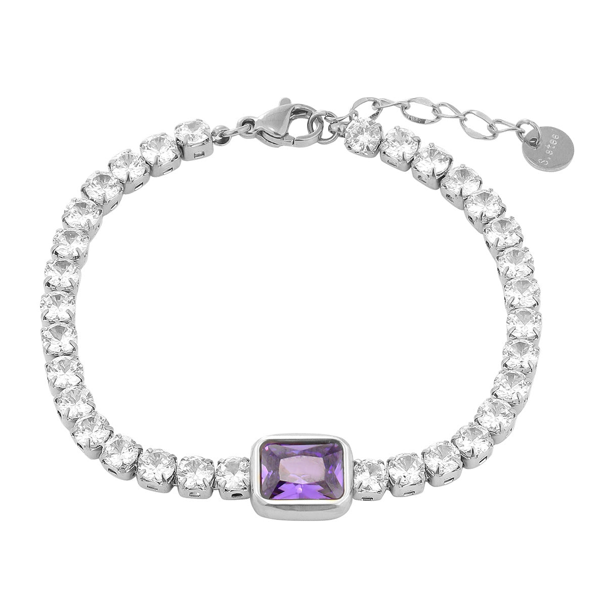Elegante pulsera geométrica cuadrada de titanio con diamantes de imitación para mujer, con acabado chapado y atractivo minimalista de lujo