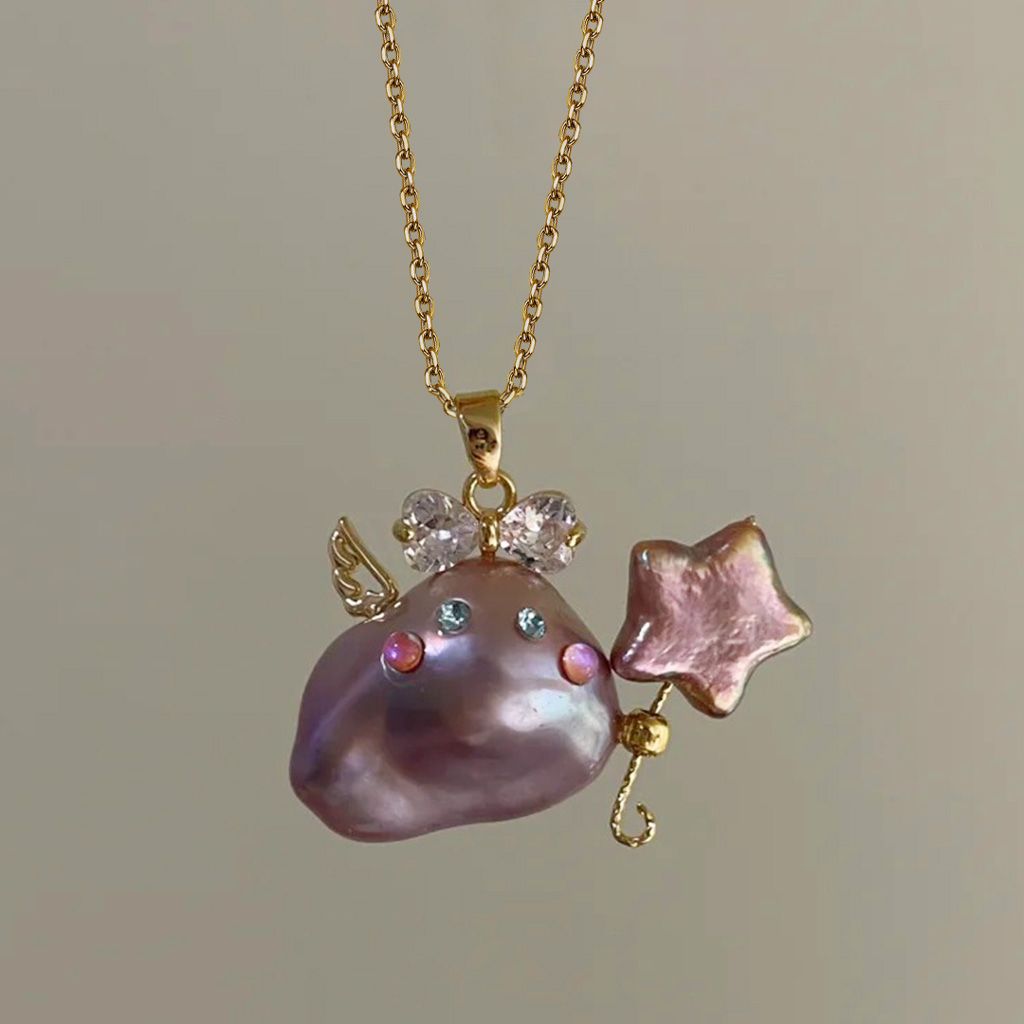 Vintage Ocean-Themed Fish Pendant Necklace in Titanium Steel with Plated Finish for Women