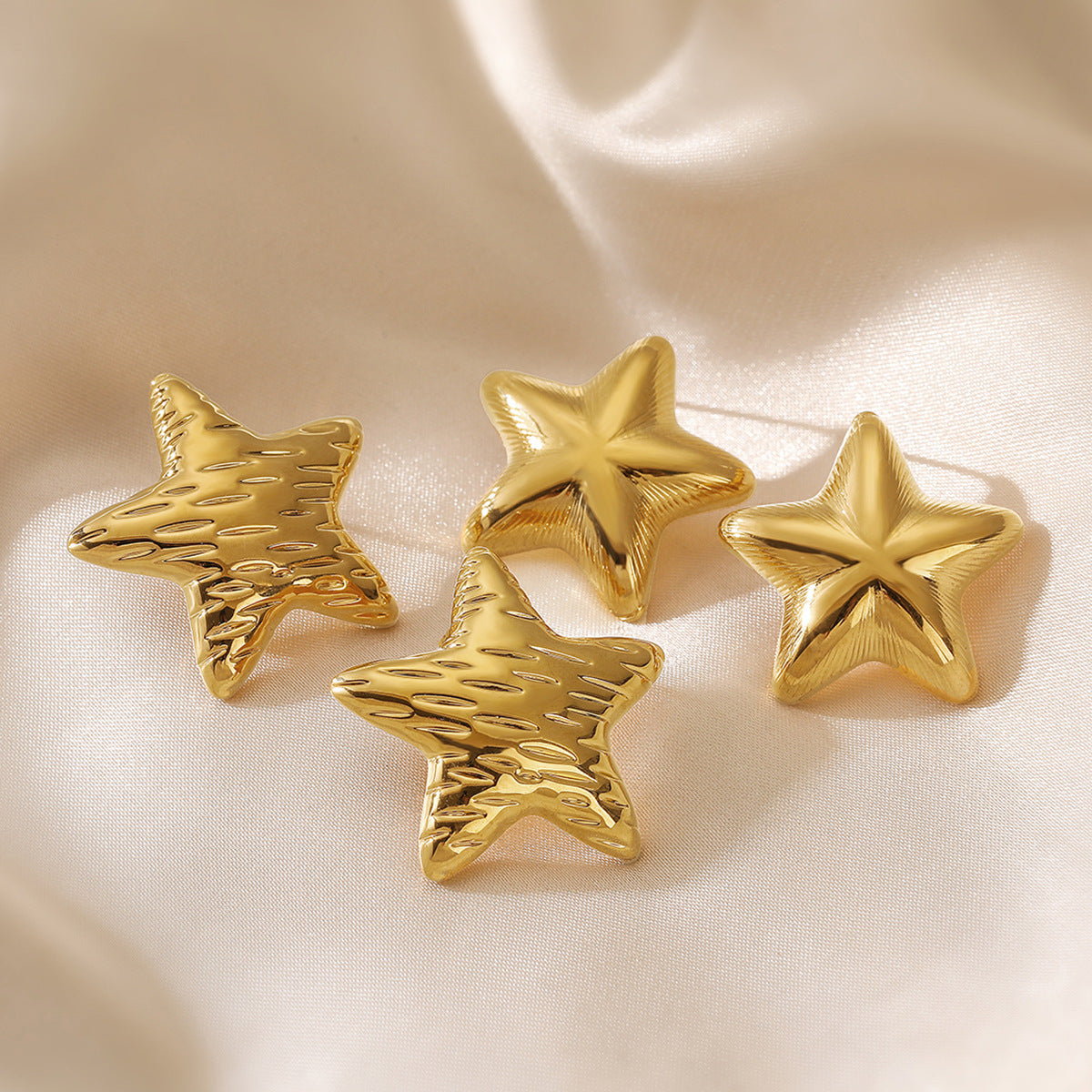 Orecchini a perno a stella geometrici minimalisti in acciaio inossidabile con placcatura in oro 18 carati da donna