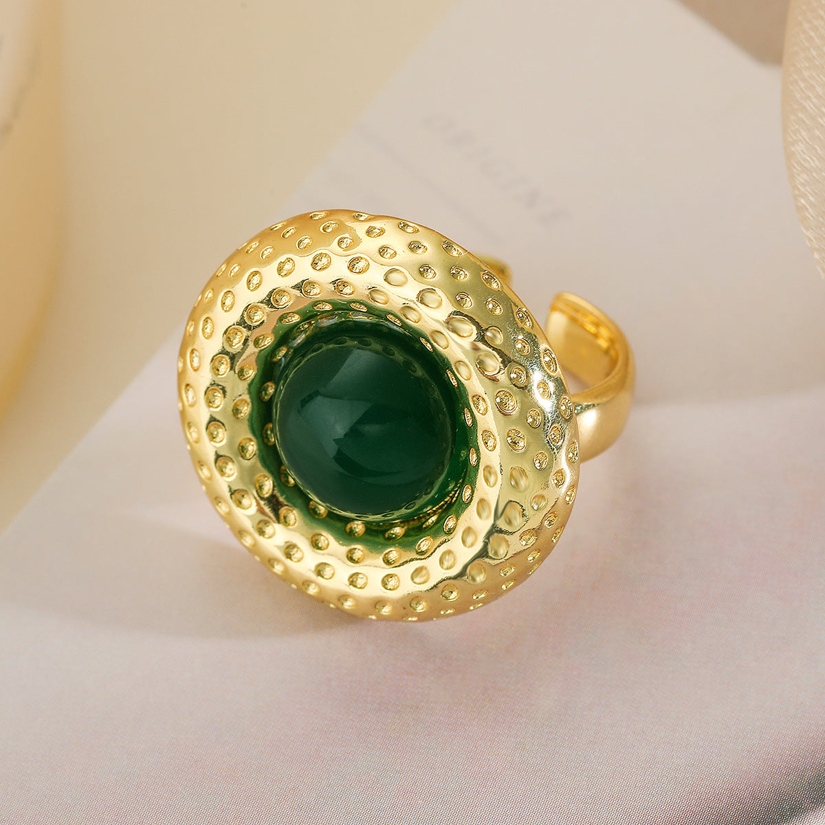 Anello Aperto Geometrico Vintage da Donna in Ottone con Placcatura in Oro 18K, Forma Irregolare, Alla Moda e Versatile