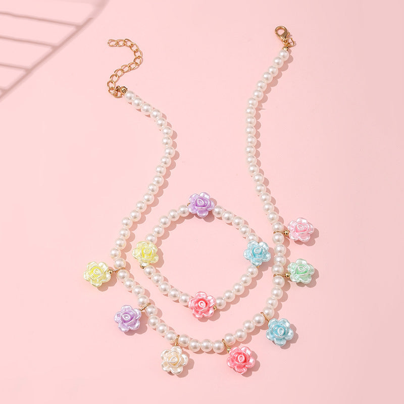 Set di collane con ciondoli a forma di fiocco, ciliegia, uva, frutta e stella marina in resina per bambine con catena di perline