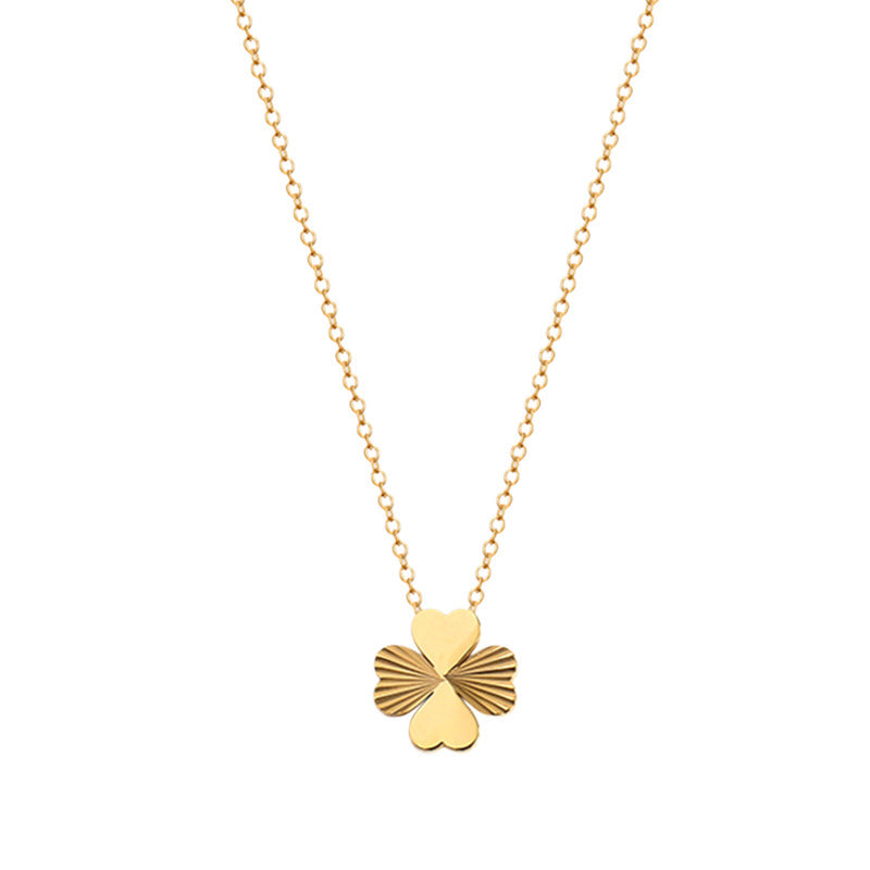 Vintage Plated Stainless Steel Plant Shape Floral Necklace and Earring Set with Cable Chain for Women