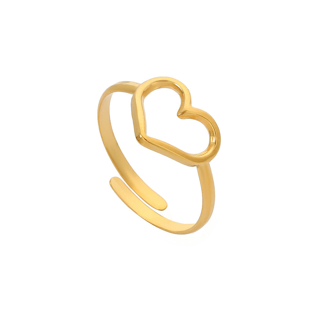 Geometric Heart Plated Titanium Steel Open Ring Unisex