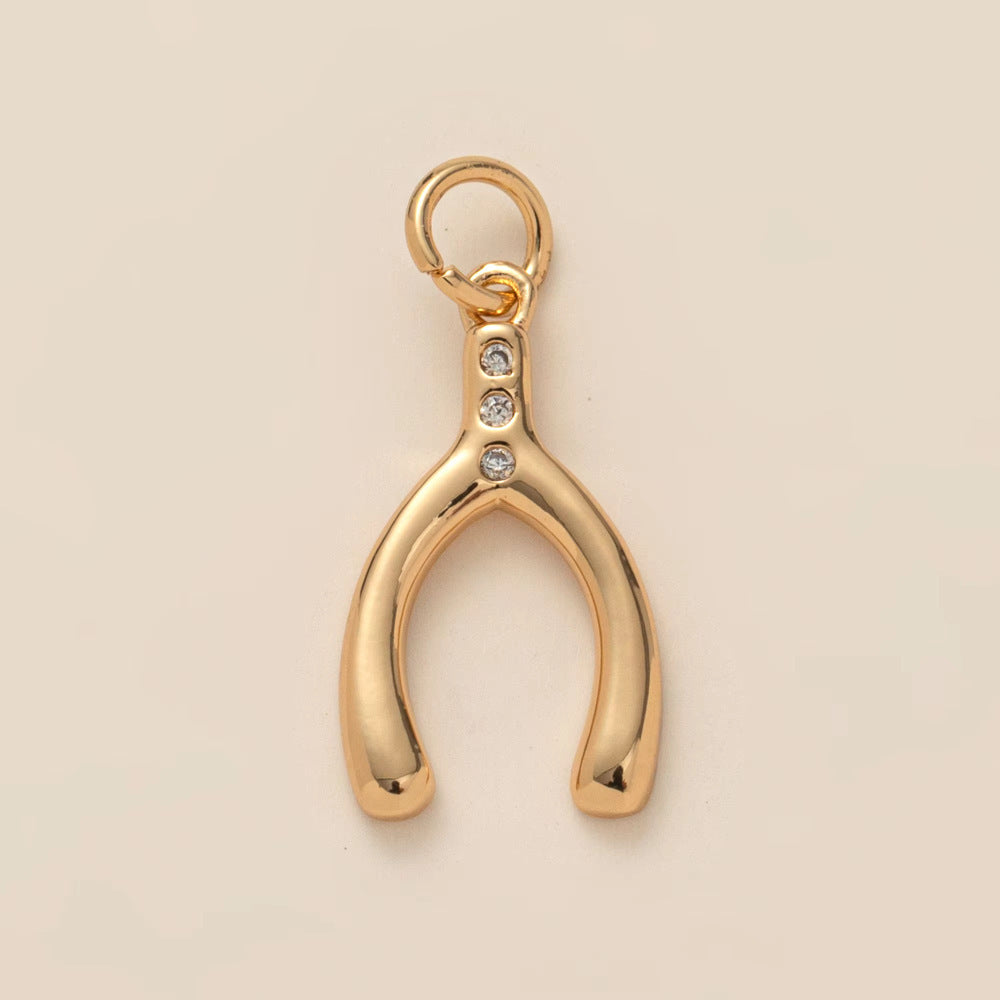 Minimalist Luxury 18K Gold Plated Cross Brass Pendant with Cubic Zirconia for Unisex
