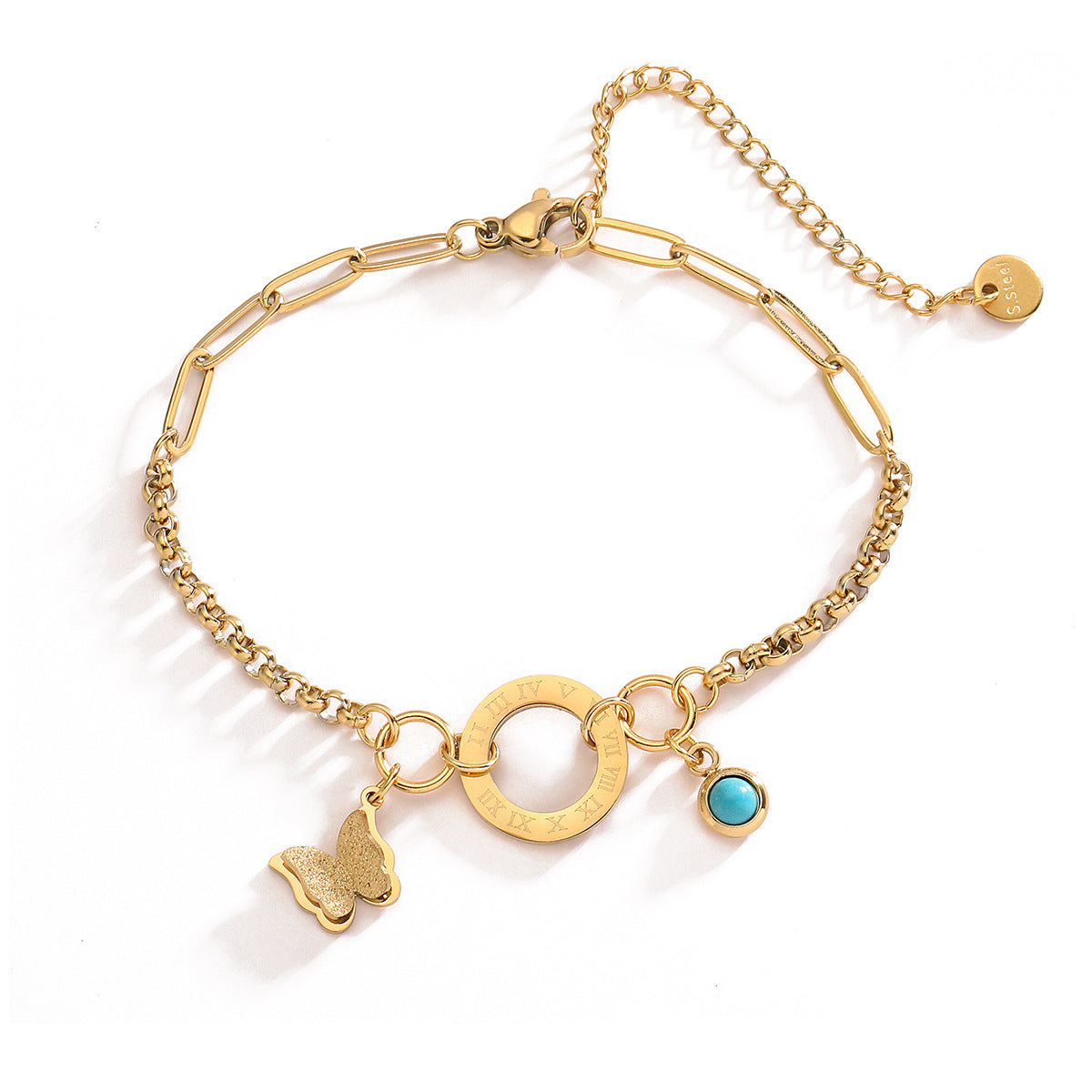 Minimalist Butterfly-Shaped Titanium Steel Bracelet with 18K Gold Plating for Women