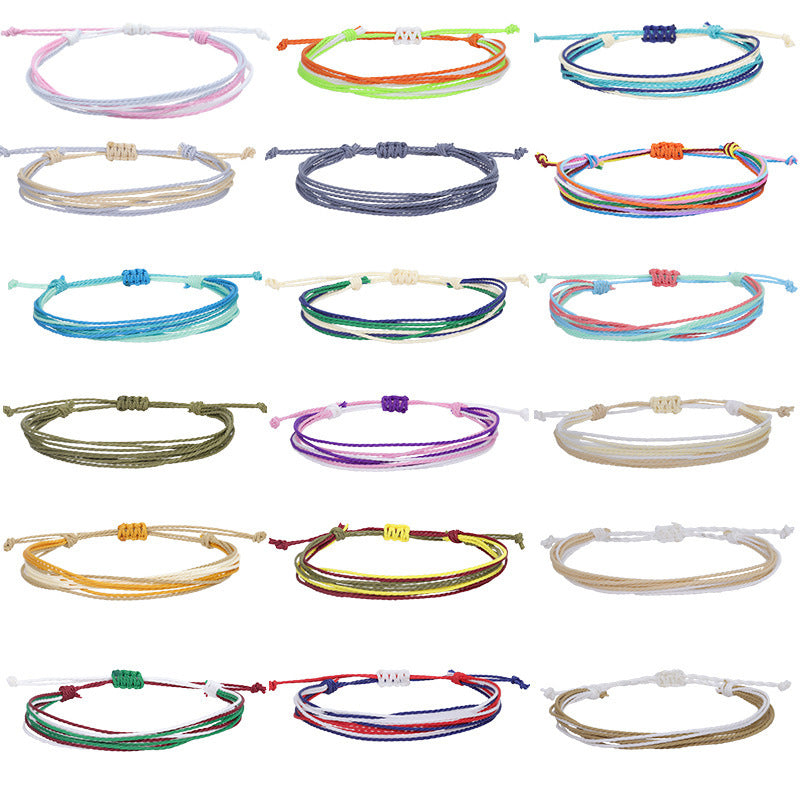 Bohemian Sweet Handmade Braided Wax Cord Bracelet U Shape Unisex Lucky Charm