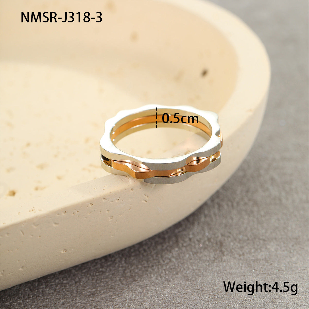 Anillo minimalista de acero de titanio con diseño de engranaje color-block, accesorio de moda unisex galvanizado