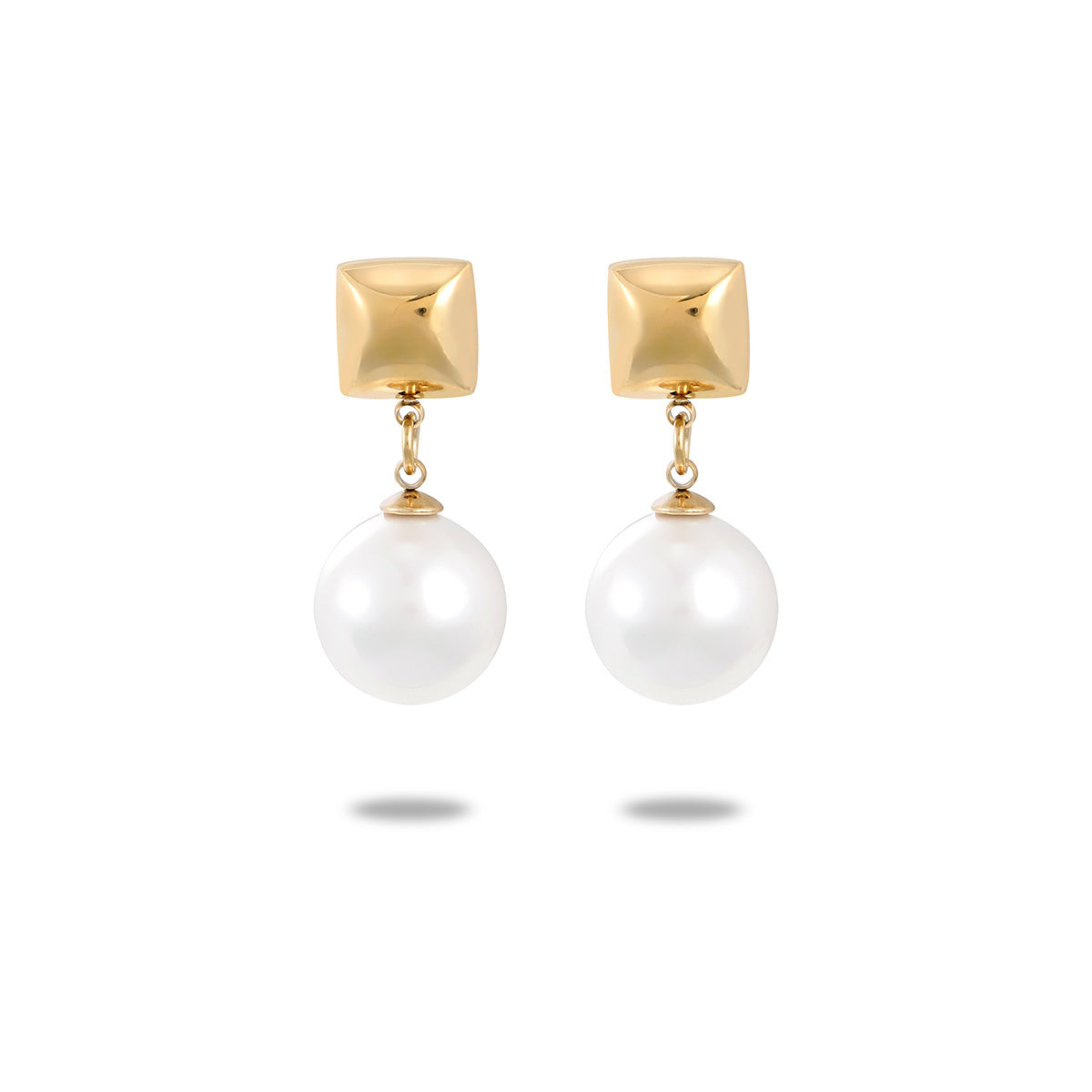 Orecchini da donna in acciaio inossidabile geometrici lussuosi e minimalisti con placcatura in oro e dettagli in perle